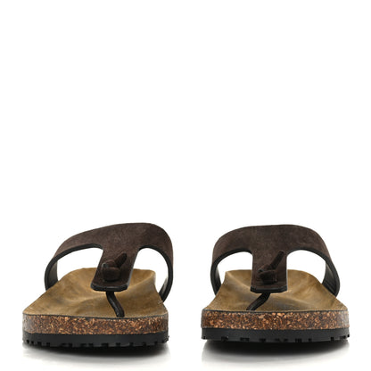 Saint Laurent Suede Jimmy Thong Flat Sandals 38 Chocolate 2 of 8