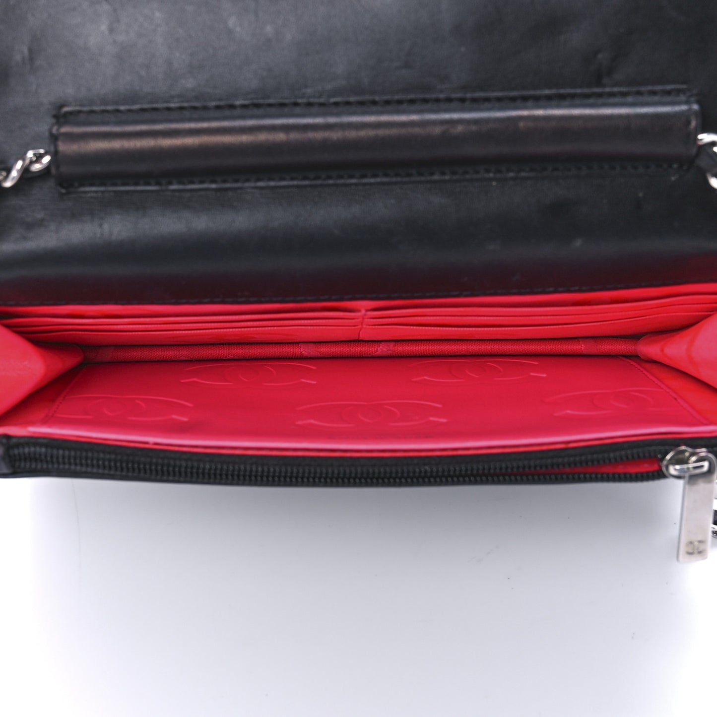 Calfskin Quilted Cambon Wallet On Chain WOC Black