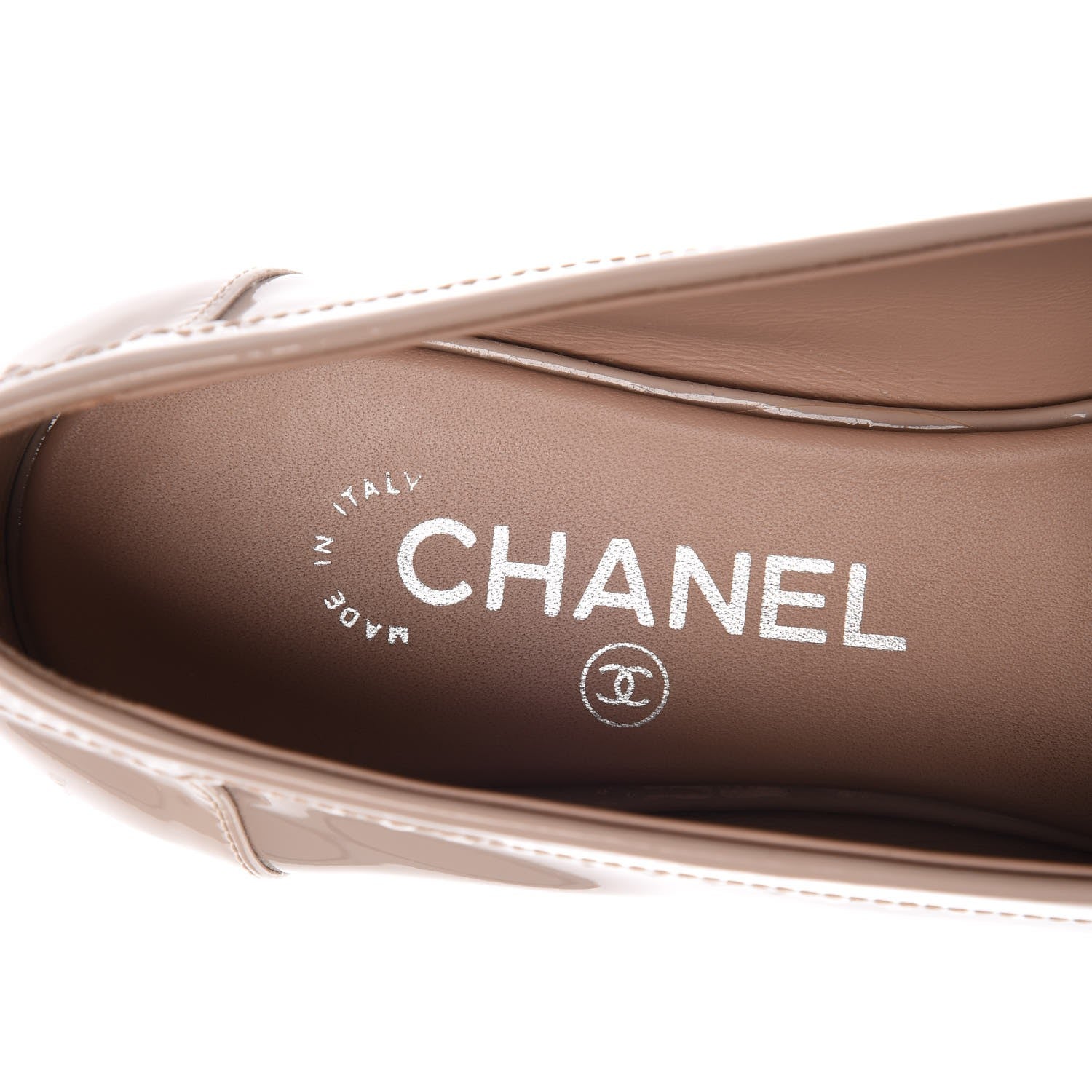 Chanel Patent Chain Moccasin Loafers 39.5 Beige 10 of 16