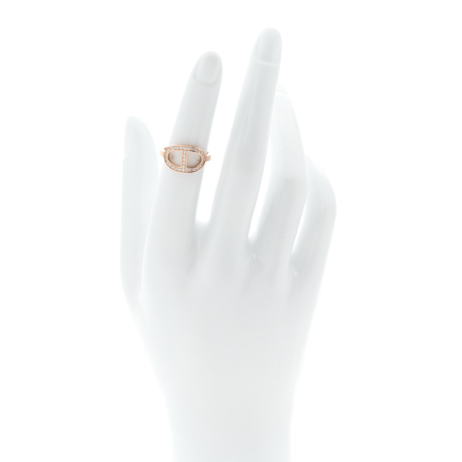 Hermes 18K Rose Gold Diamond MM Chaine d'Ancre Contour Ring 49 4.75 2 of 5