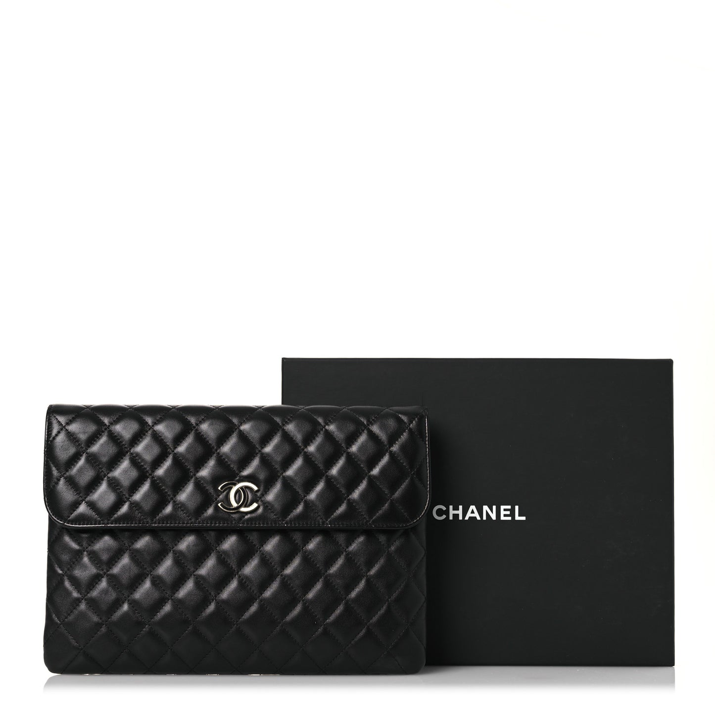 Quilted Flap Clutch Black