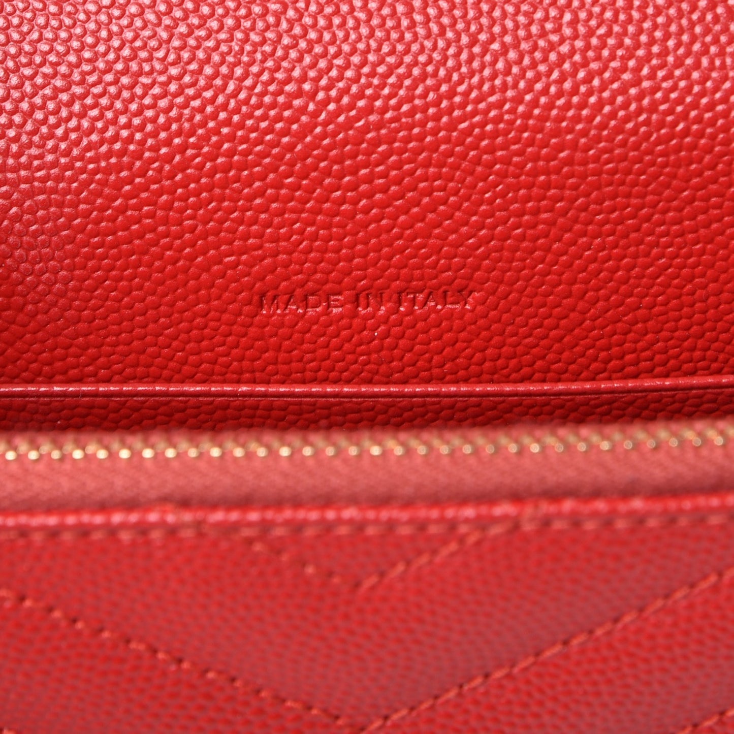 Grain De Poudre Matelasse Chevron Monogram Envelope Chain Wallet New Red