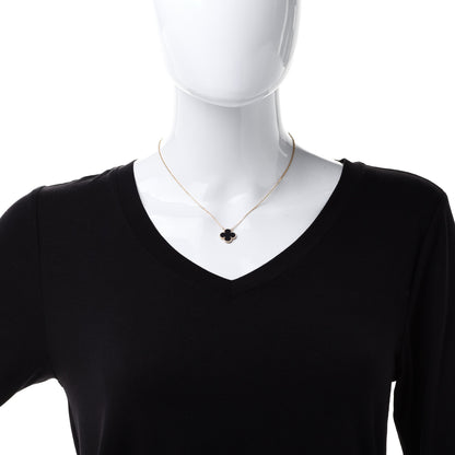 Van Cleef & Arpels 18K Yellow Gold Black Onyx Vintage Alhambra Pendant Necklace 2 of 7