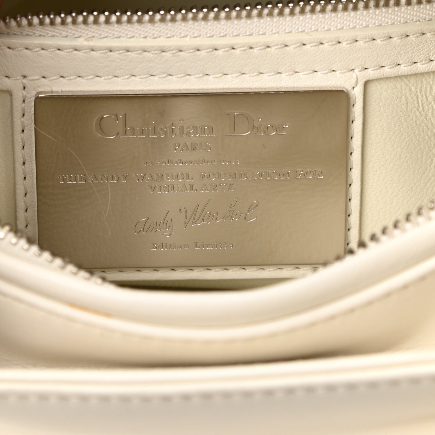 Christian Dior X Andy Warhol Calfskin Medium Lady Dior White