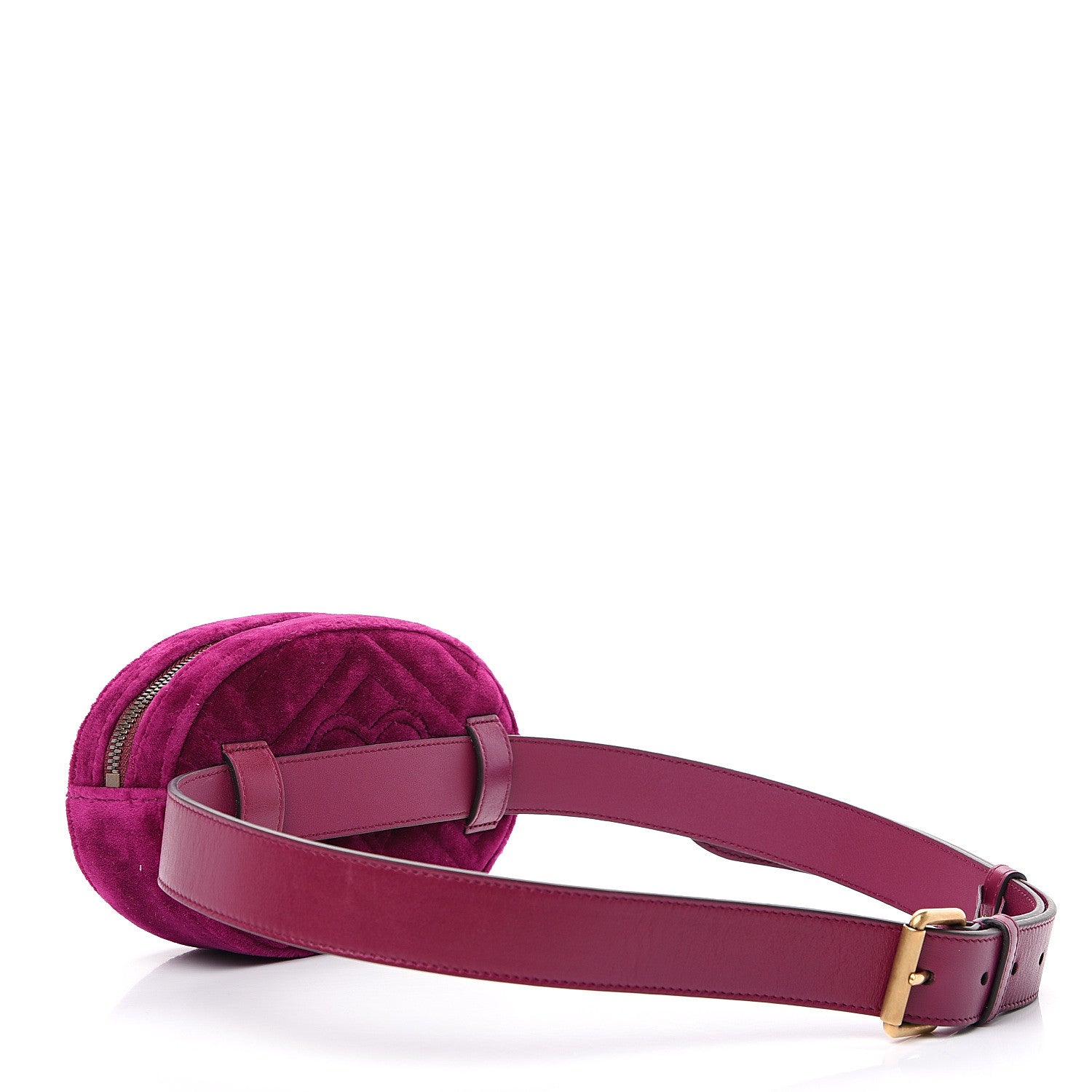 Gucci Velvet Matelasse GG Marmont Belt Bag 95 38 Fuchsia Violet Cyclamen 2 of 11