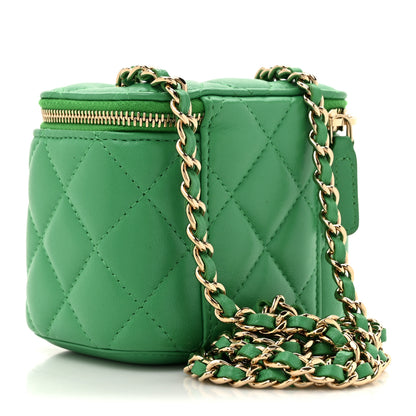 Chanel Lambskin Quilted Mini Vanity Case With Chain Green 5 of 19
