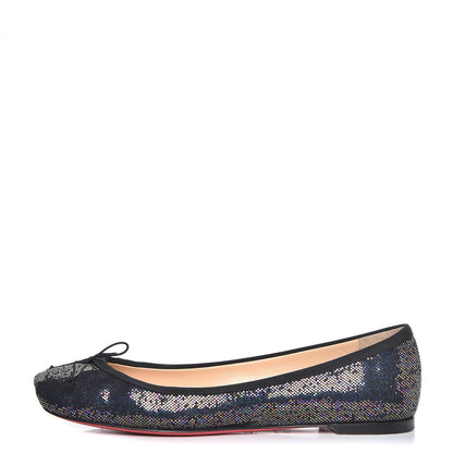 Christian Louboutin Glitter Spotlight Rosella Flats 38 Blue Khol Black 1 of 11