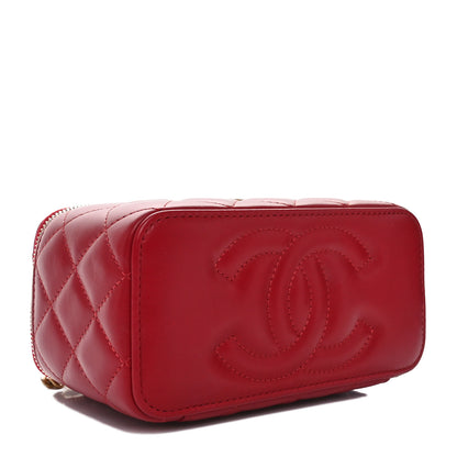 Chanel Lambskin Quilted Small Pillow Crush Vanity Case With Chain Dark Red 4 of 11