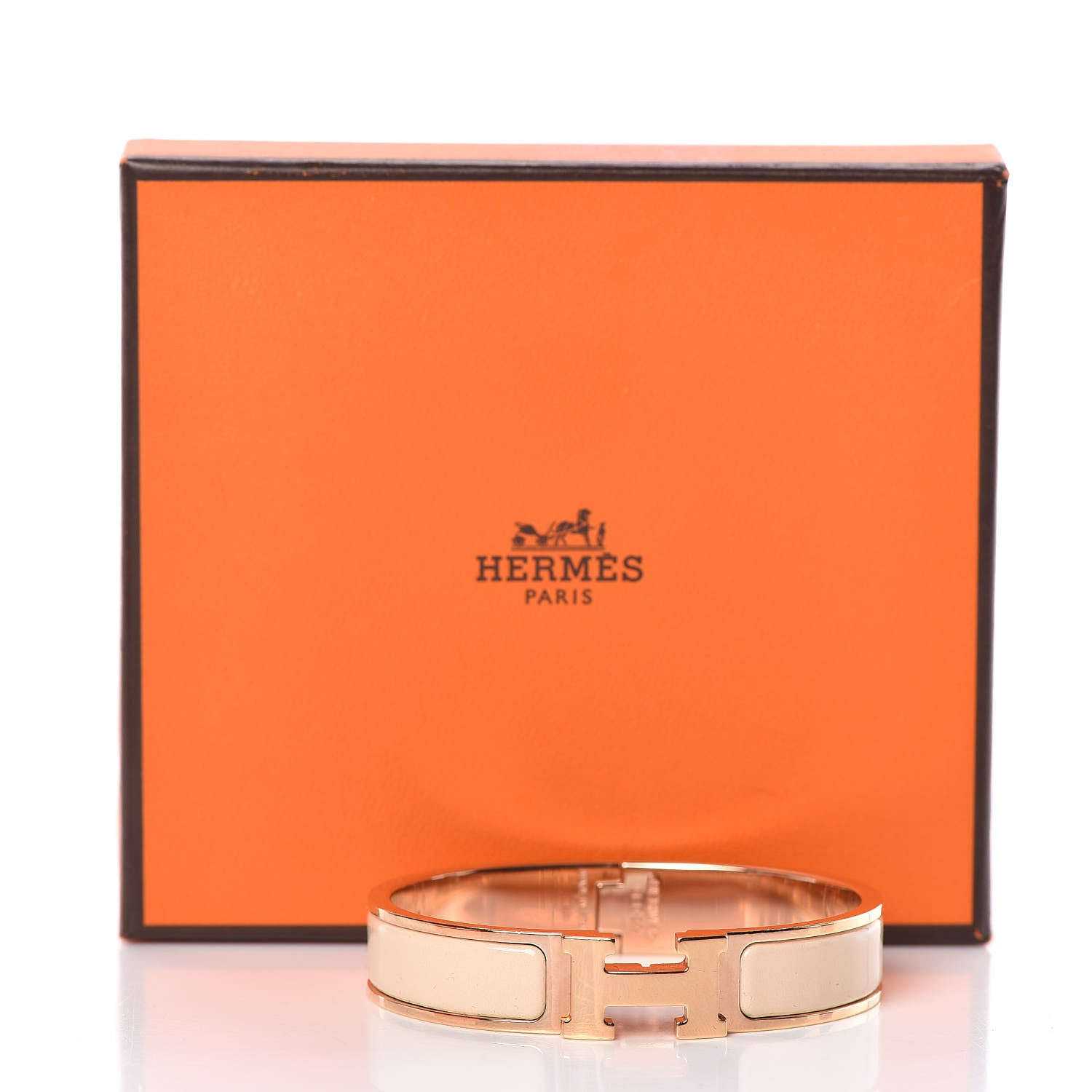 Hermes Enamel Narrow Clic Clac H Bracelet PM Beige Nacre 5 of 5