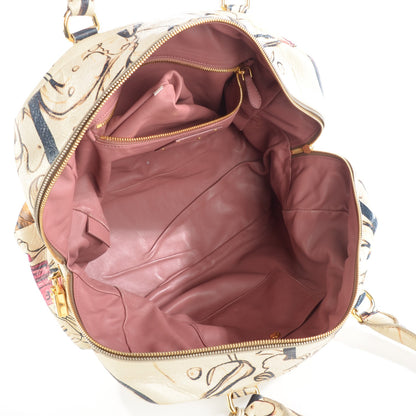 Prada X JAMES JEAN Cervo Lux Fairy Print Large Double Handle Boston Bag Prugna 5 of 19
