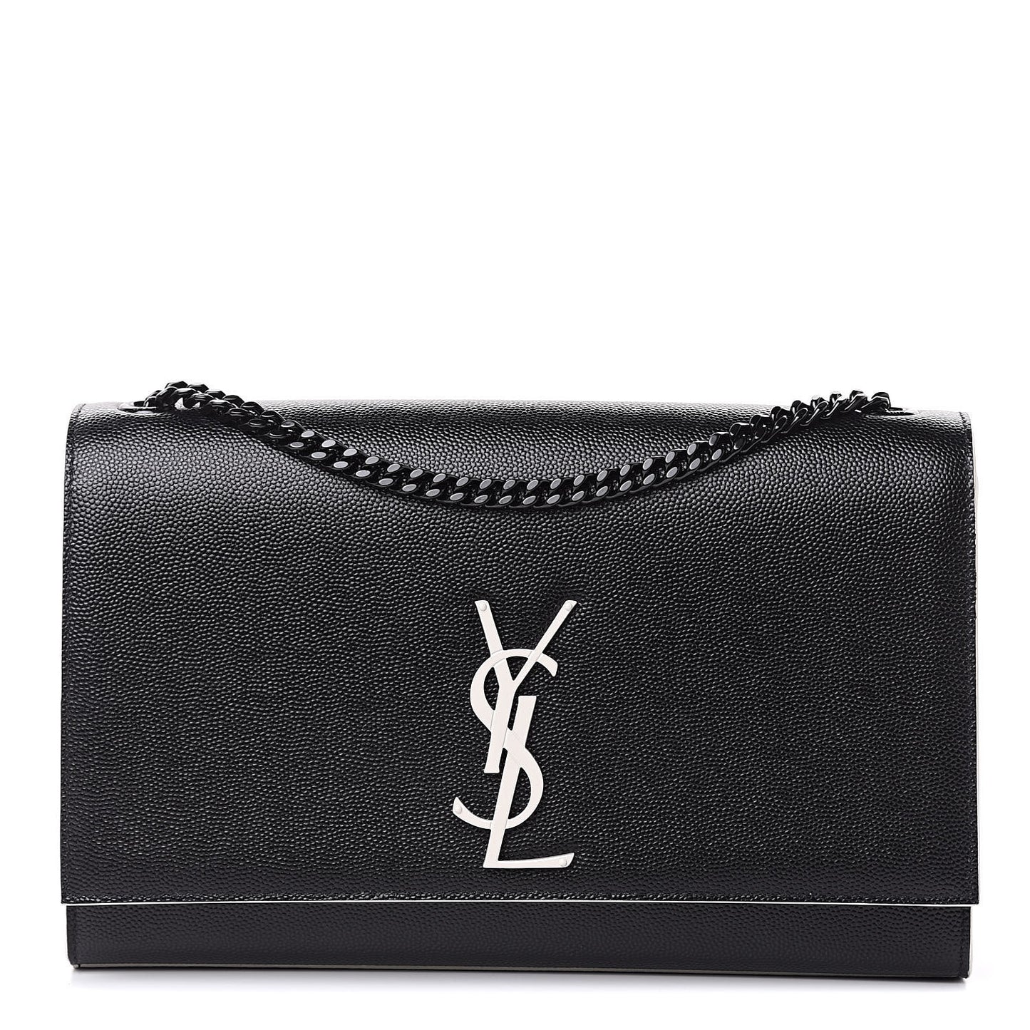 Grain De Poudre Medium Classic Monogram Kate Satchel Black White