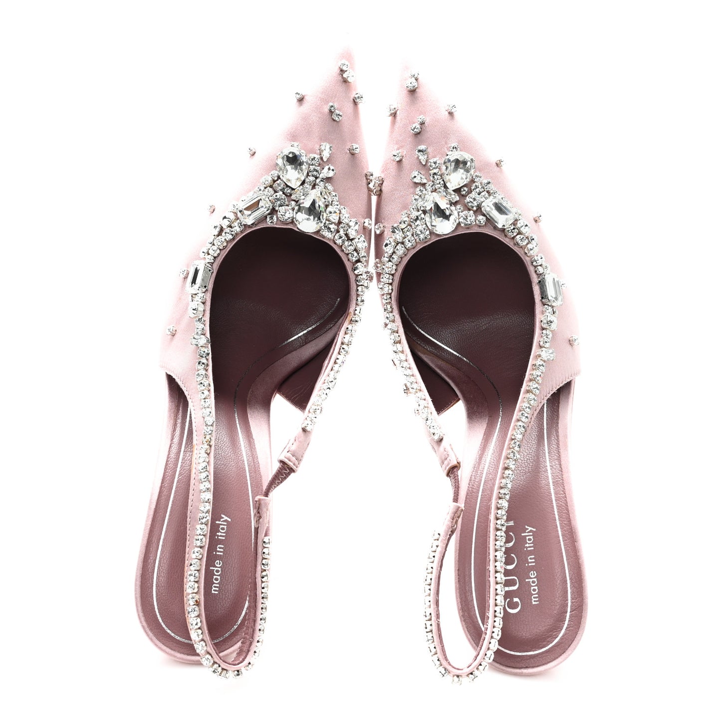 Satin Crystal Slingback Pumps 37.5 Pink