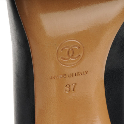 Chanel Lambskin Cap Toe CC Pumps 37 Blue Fonce 6 of 7