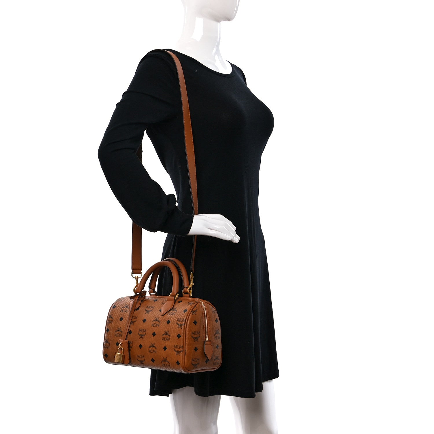 MCM Visetos Small Boston Bag Cognac 2 of 8