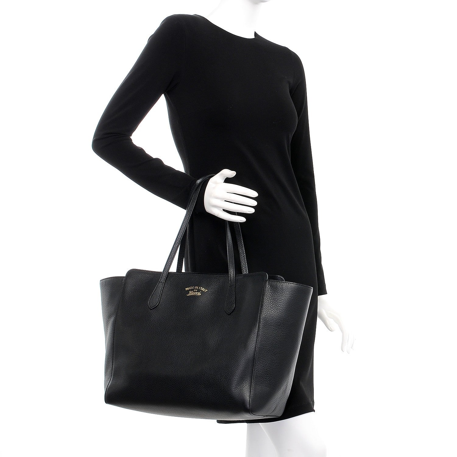 Gucci Pebbled Calfskin Medium Swing Tote Black 2 of 6