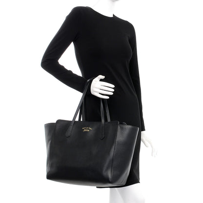 Gucci Pebbled Calfskin Medium Swing Tote Black 2 of 6