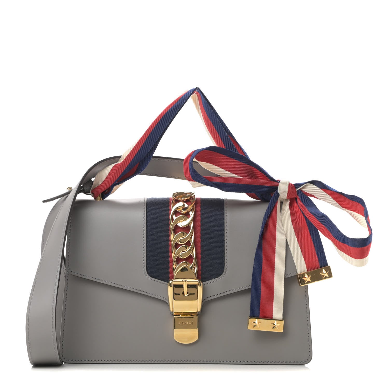 Gucci Calfskin Small Sylvie Shoulder Bag Deep Grey 1 of 14