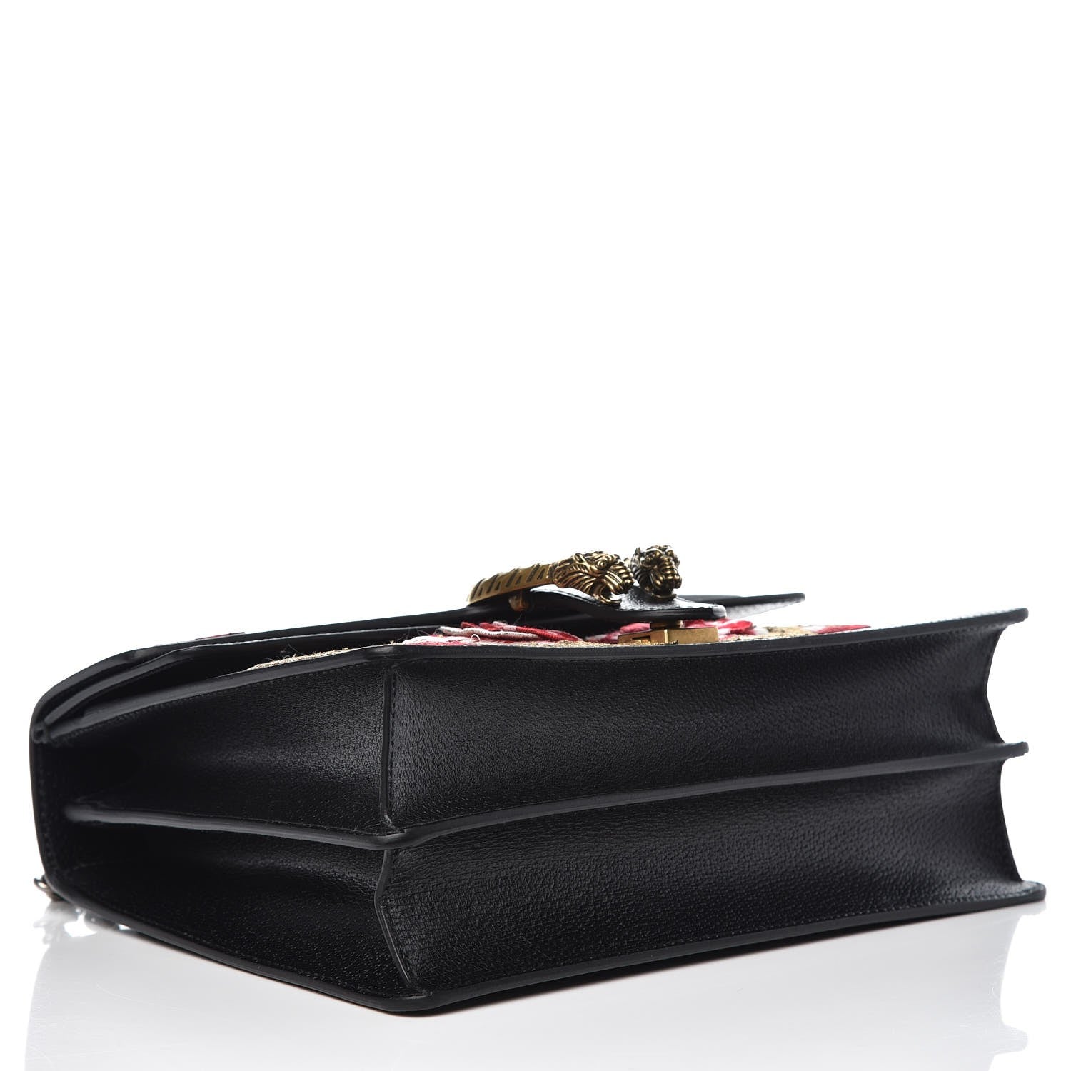 Gucci Calfskin Web Floral Embroidered Medium Dionysus Shoulder Bag Black 4 of 7