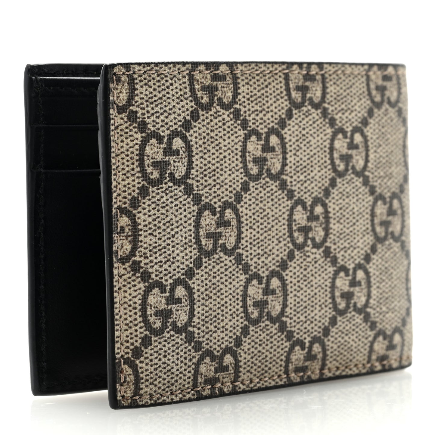 GG Supreme Monogram Tiger Bi-Fold Wallet Beige
