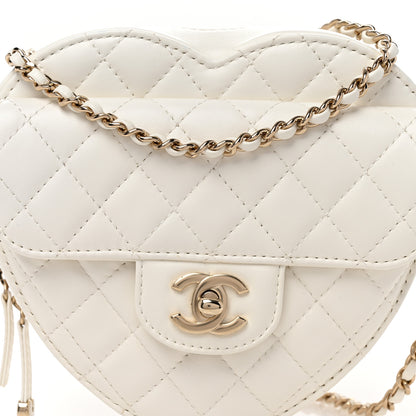 Chanel Lambskin Quilted CC In Love Heart Bag White 8 of 10