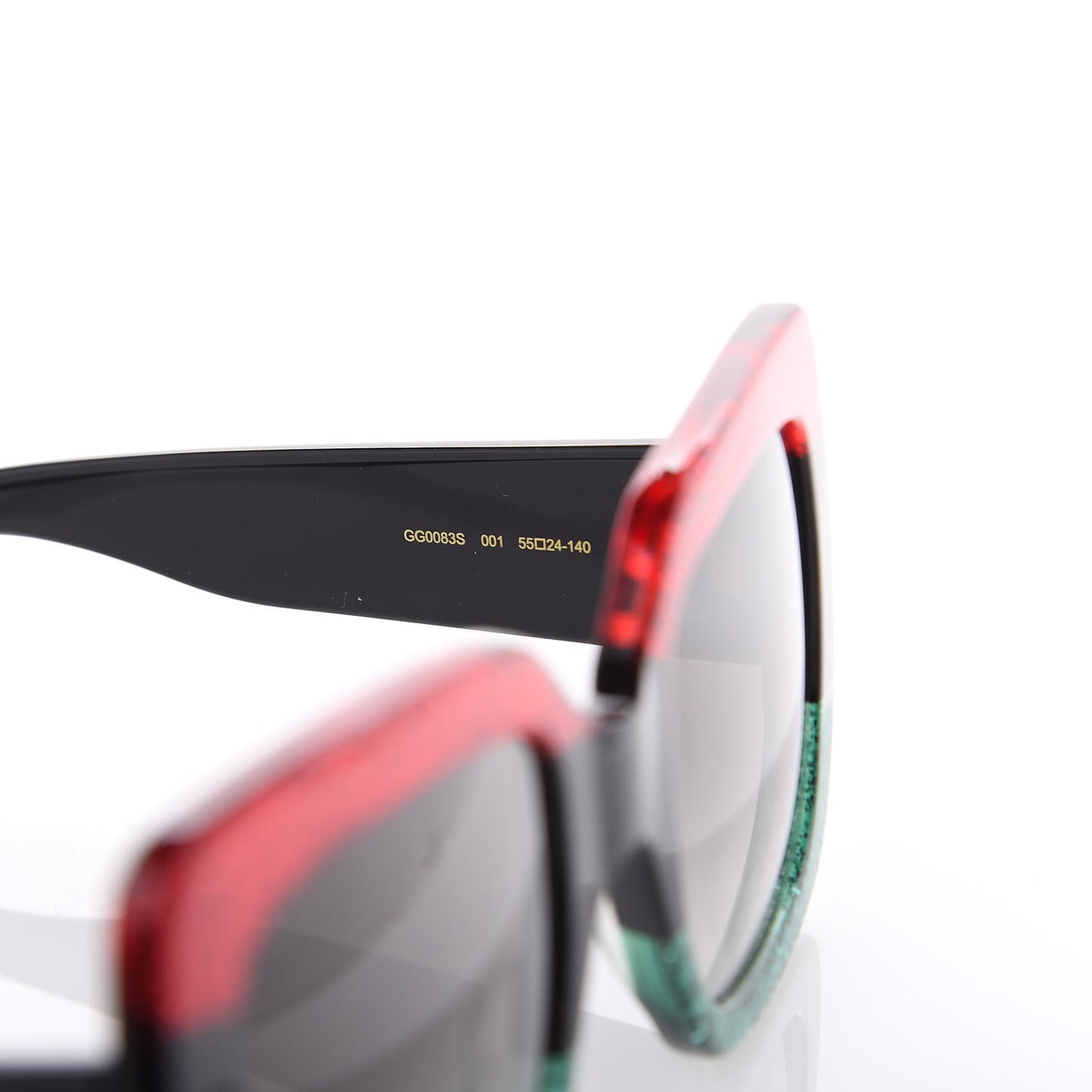 Square Frame GG0083S Sunglasses Glitter Red Black Green