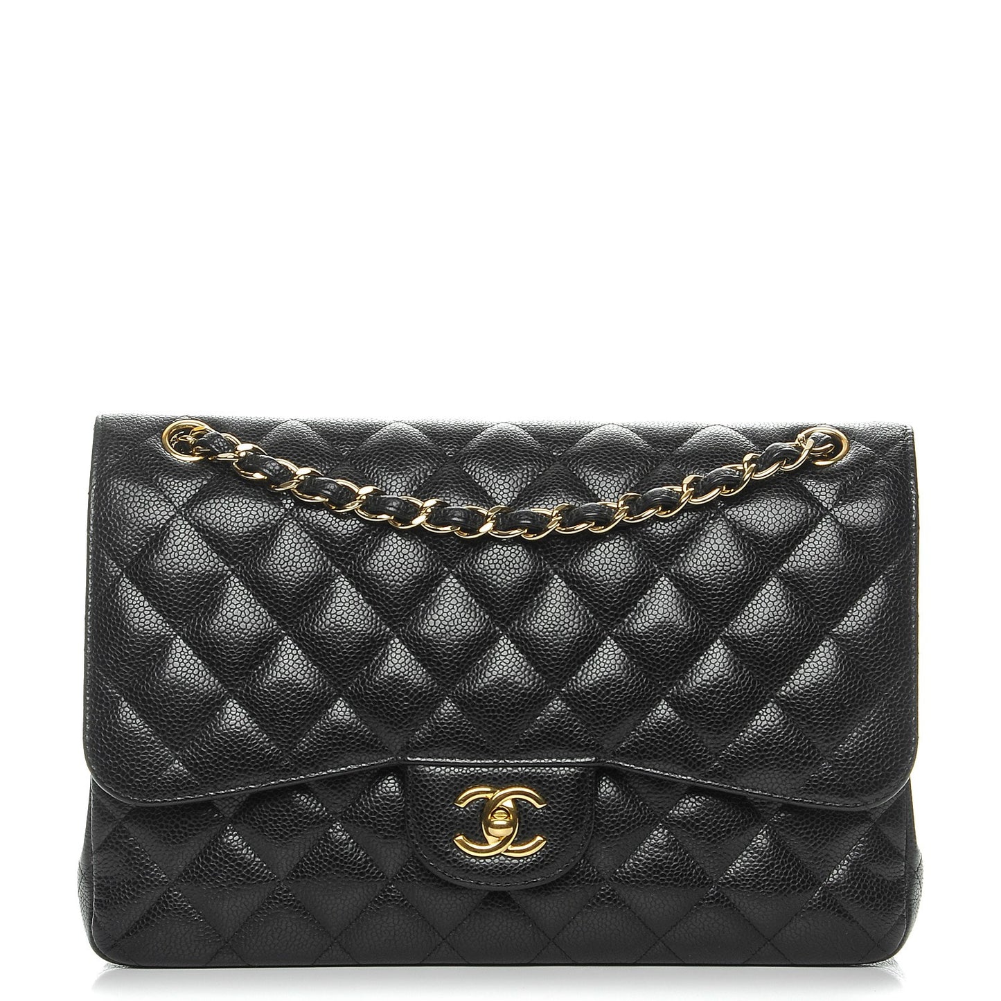 Caviar Quilted Jumbo Double Flap Black