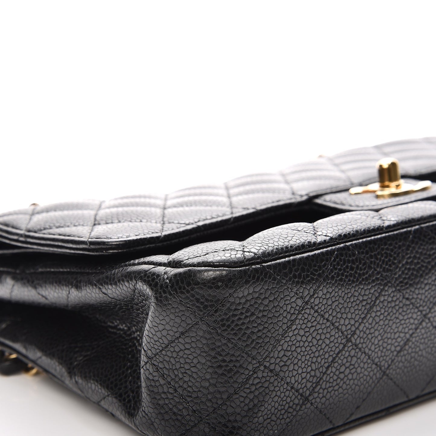Caviar Quilted Medium Double Flap Black