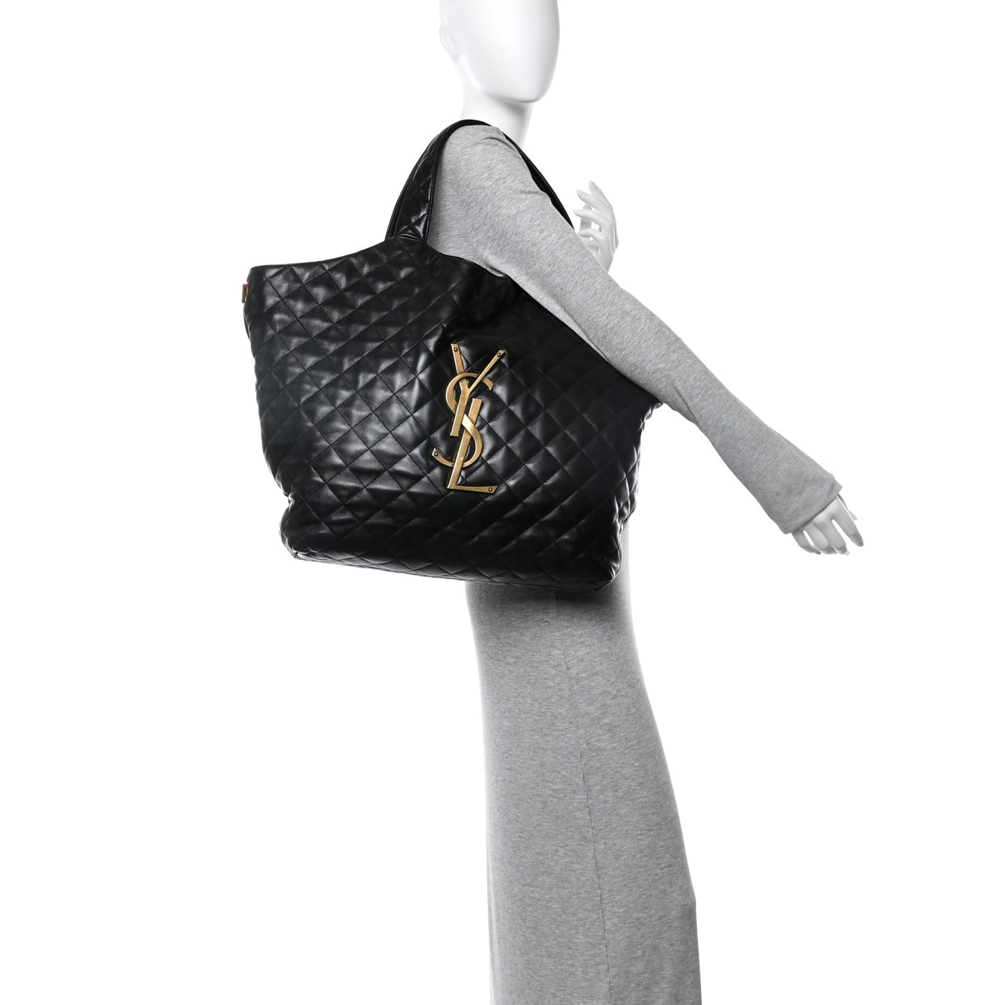 Lambskin Quilted Maxi Icare Shopping Tote Black