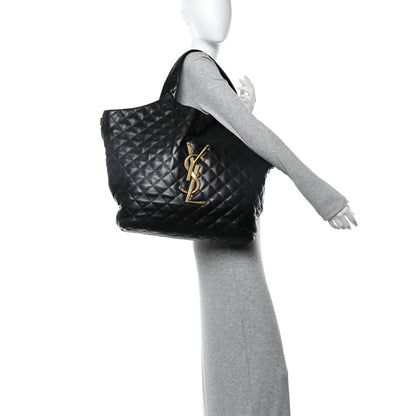 Saint Laurent Lambskin Quilted Maxi Icare Shopping Tote Black 2 of 11