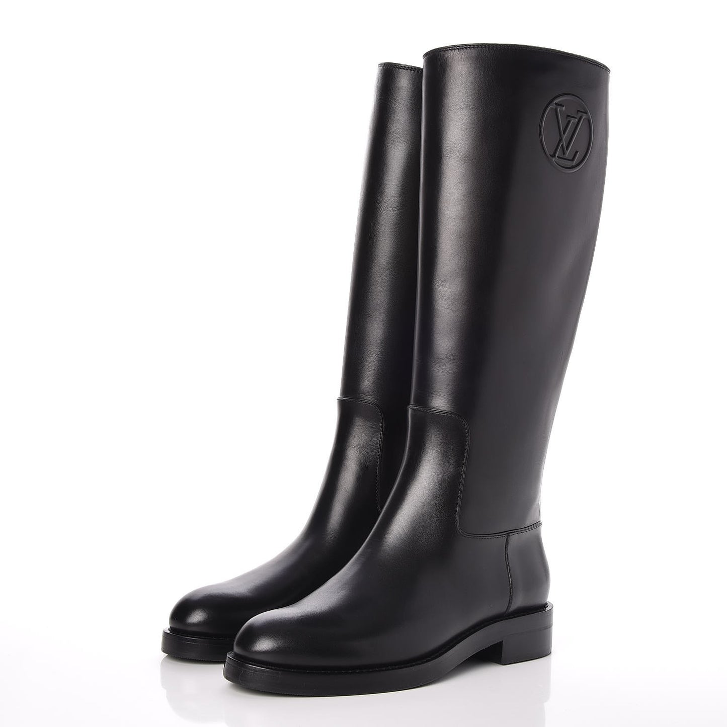Calfskin Overdrive Flat High Boots 37.5 Black
