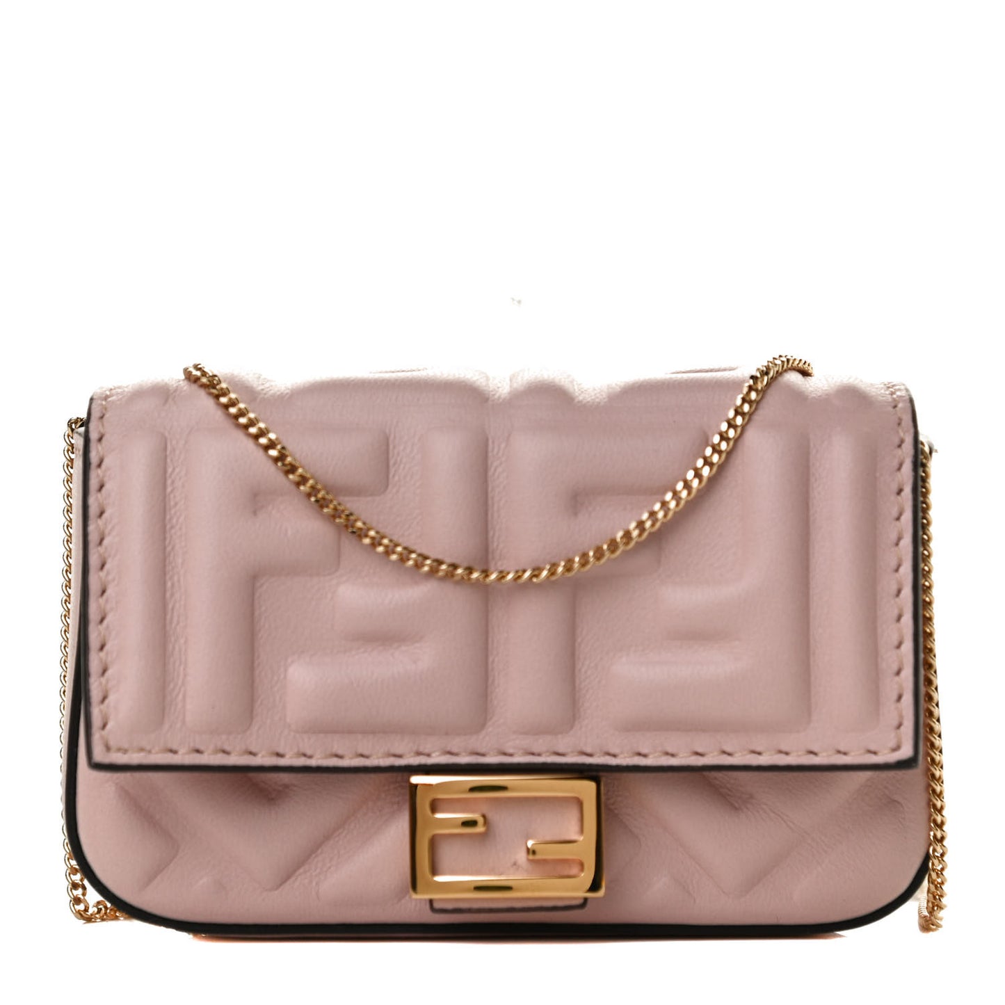 Nappa Matisse FF Embossed Nano Baguette Charm Rosa Quarzo