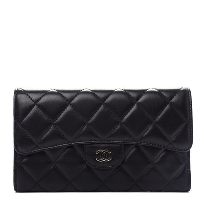Chanel Lambskin Quilted Large Flap Wallet Black 1 of 10