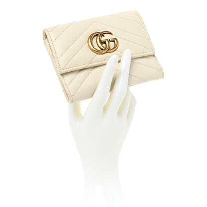 Gucci Calfskin Matelasse GG Marmont Wallet Mystic White 2 of 14