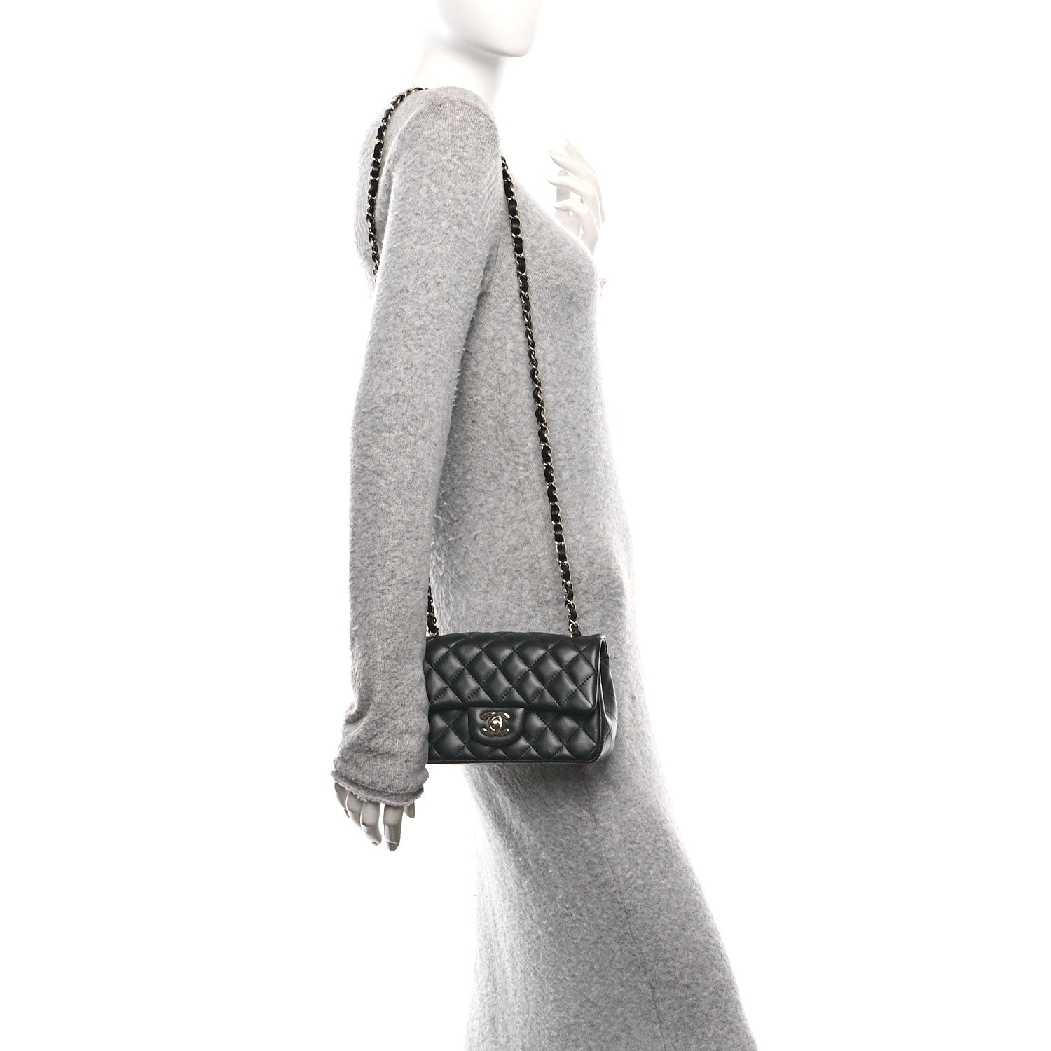 Chanel Lambskin Quilted Mini Rectangular Flap Black 2 of 11