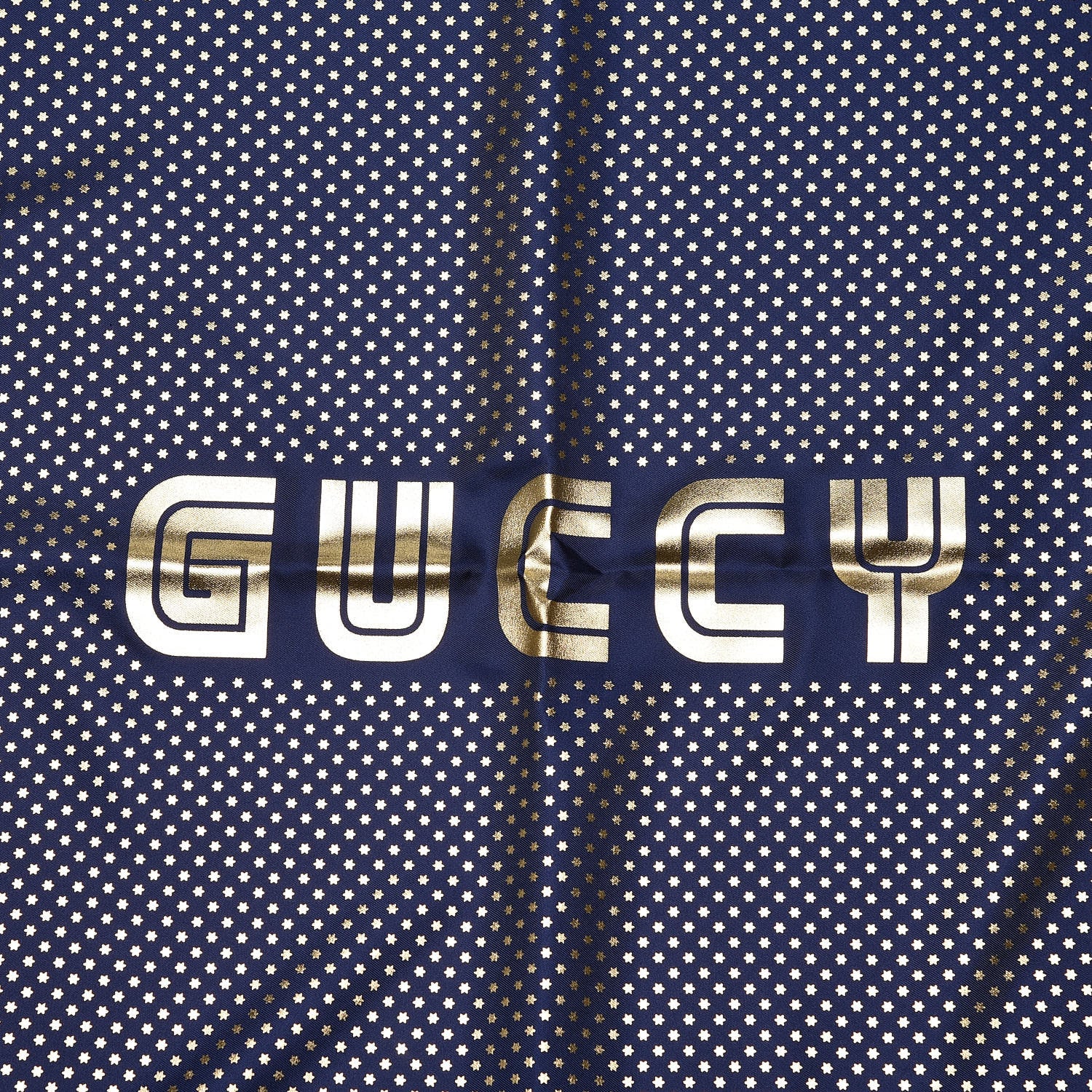 Gucci X SEGA Silk Twill GUCCY Stars Square Scarf Sapphire 3 of 5