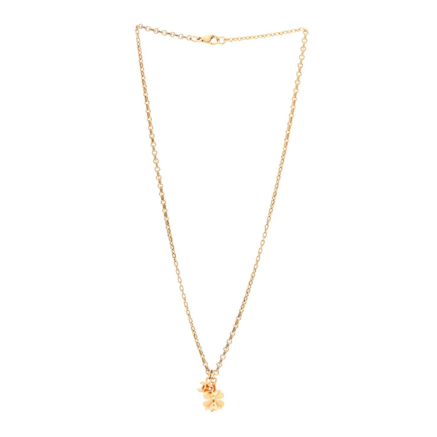 Metal CC Clover Necklace Gold