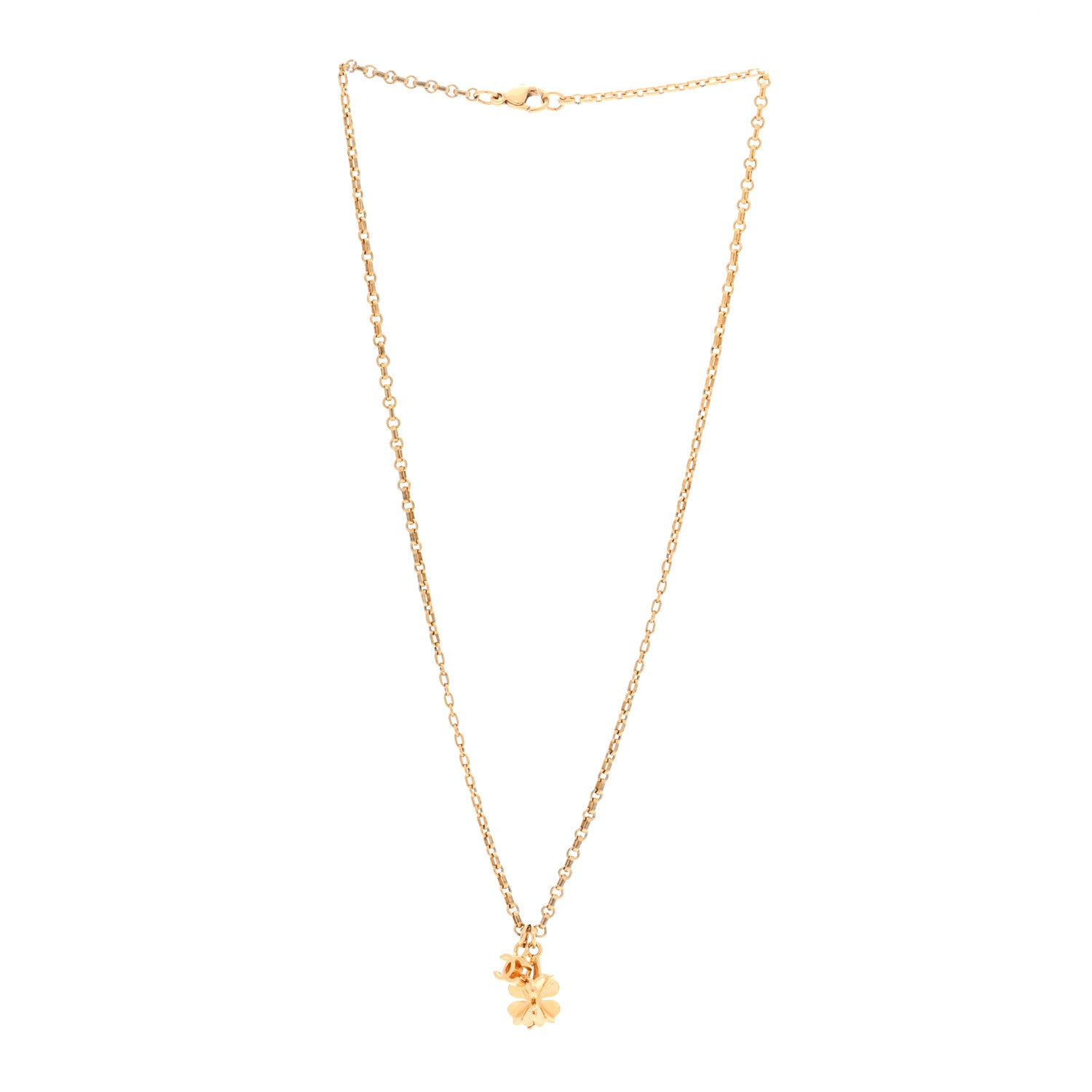 Chanel Metal CC Clover Necklace Gold 3 of 6