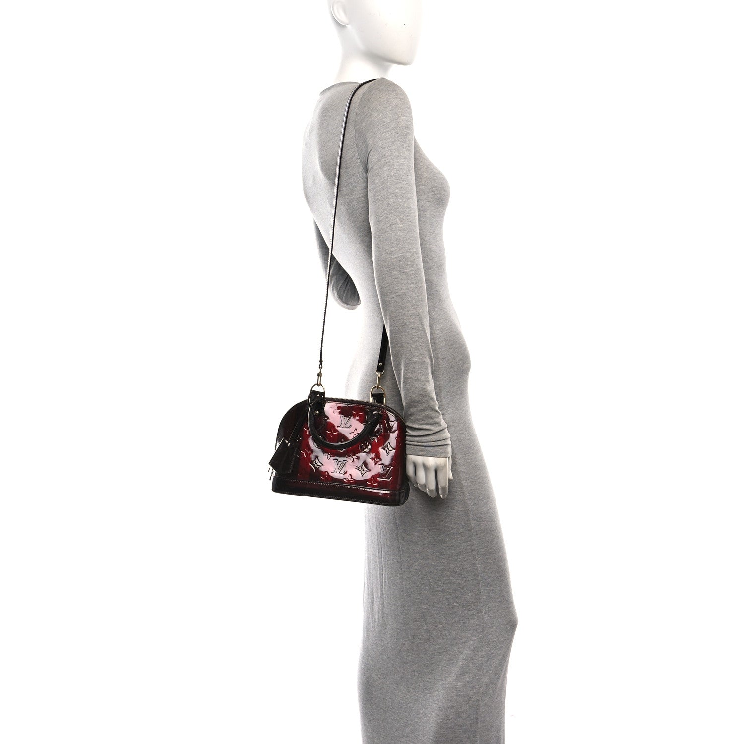 Louis Vuitton Vernis Rayures Alma BB Amarante 2 of 9