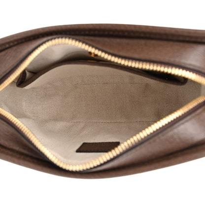 Gucci Monogram Jumbo GG Textured Dollar Calfskin Web Mini Crossbody Bag Camel Ebony New Acero 5 of 10