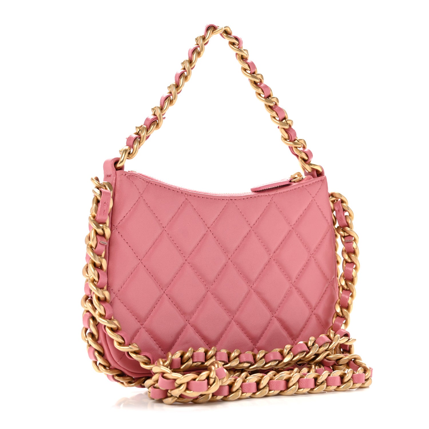 Chanel Lambskin Quilted Chain Around Top Handle Mini Bag Pink 3 of 13
