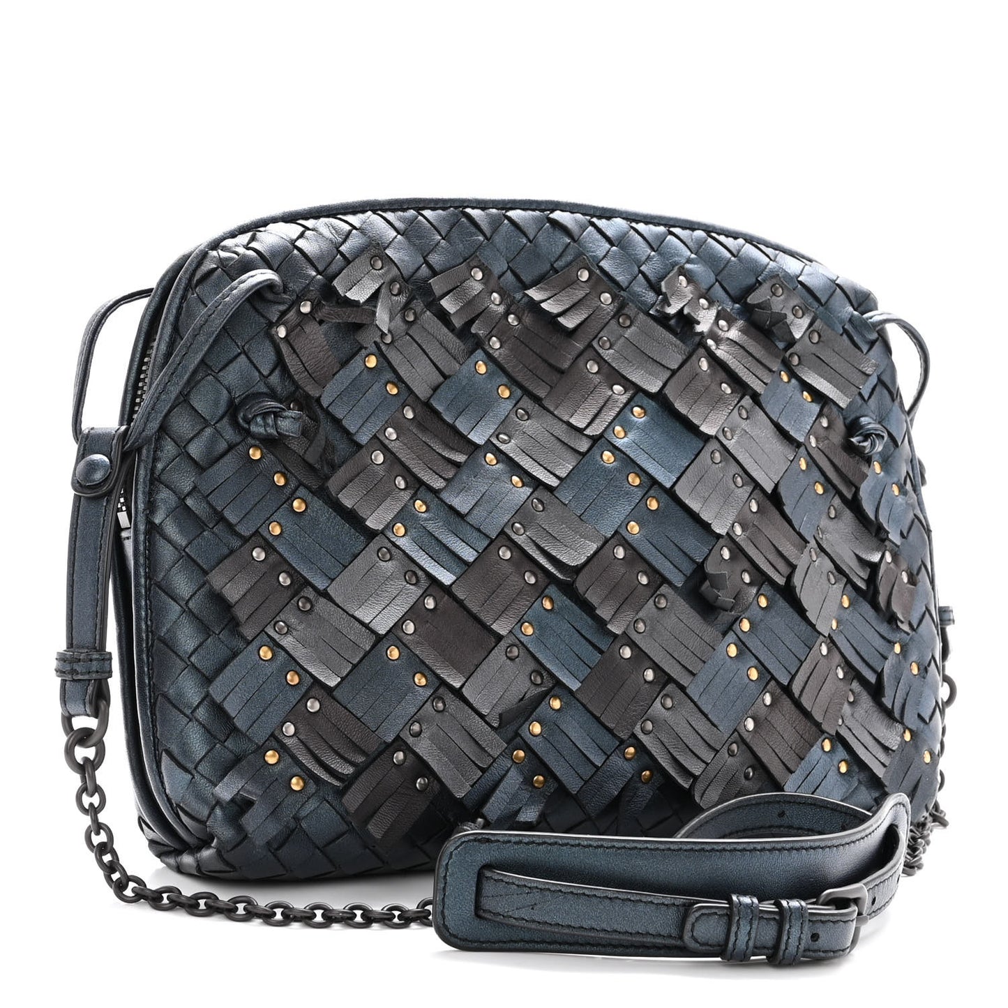 Nappa Intrecciato Fringe Studded Nodini Crossbody Messenger Multicolor