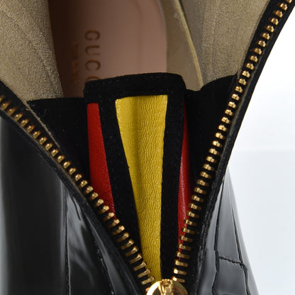Gucci Rubber GG Zip Ankle Boots 37.5 Black Smile Yellow Heron Red 8 of 9