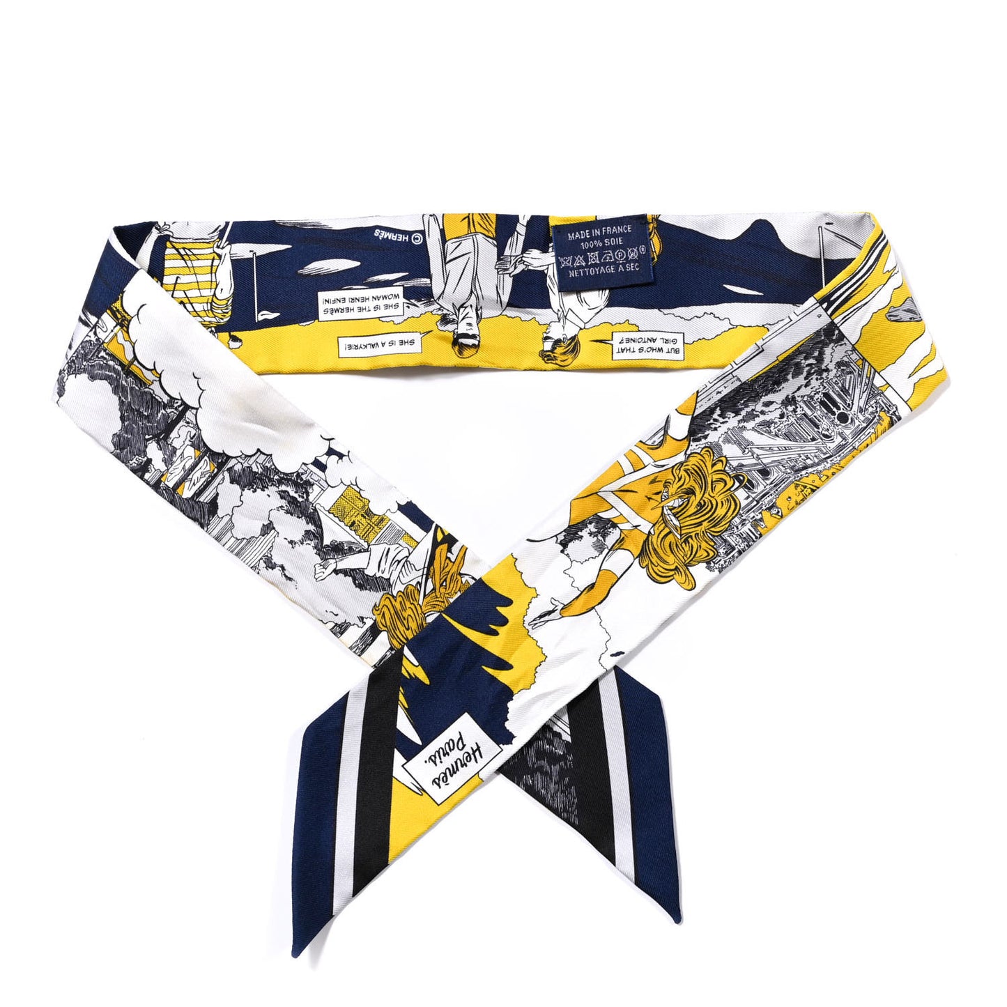 Silk Wow Twilly Marine Gold White