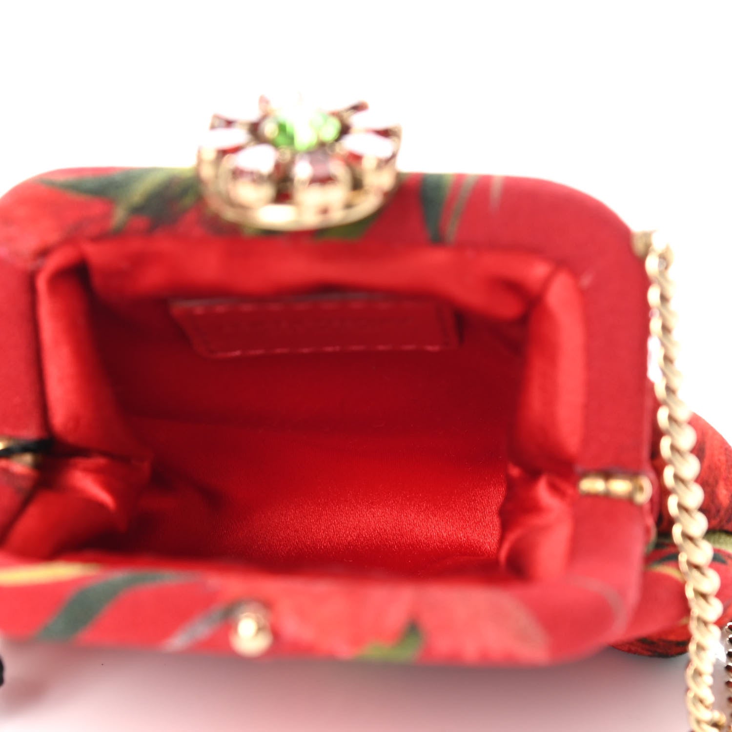 Dolce & Gabbana Fabric Printed Crystal Kiss Lock Chain Crossbody Red 4 of 7