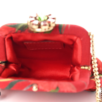 Dolce & Gabbana Fabric Printed Crystal Kiss Lock Chain Crossbody Red 4 of 7
