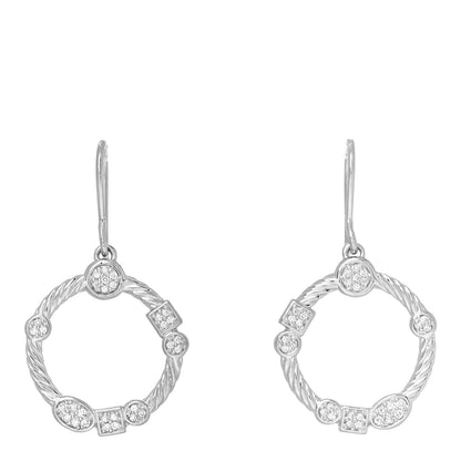 David Yurman Sterling Silver Diamond Confetti Circle Drop Earrings 1 of 4