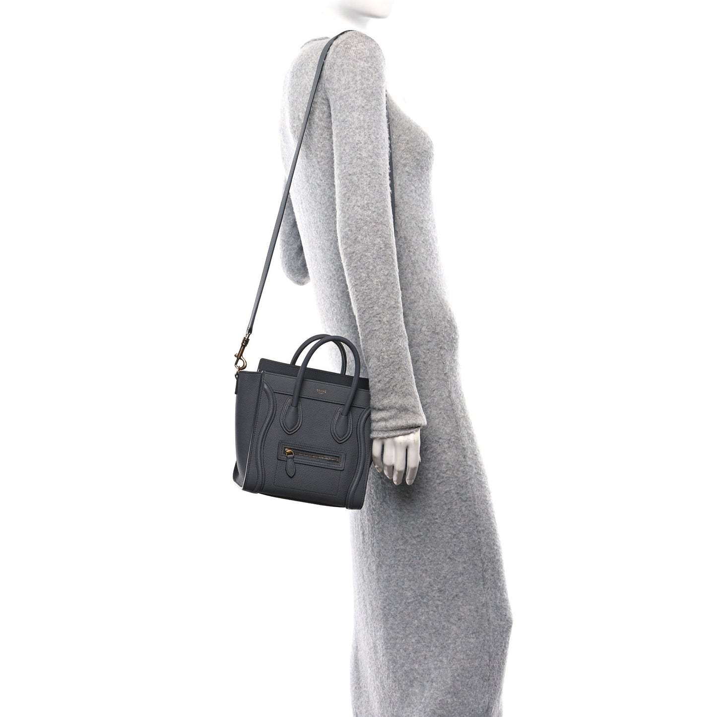 Drummed Calfskin Nano Luggage Kohl