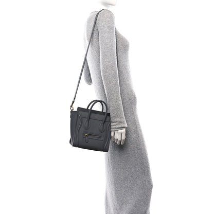 Celine Drummed Calfskin Nano Luggage Kohl 2 of 12