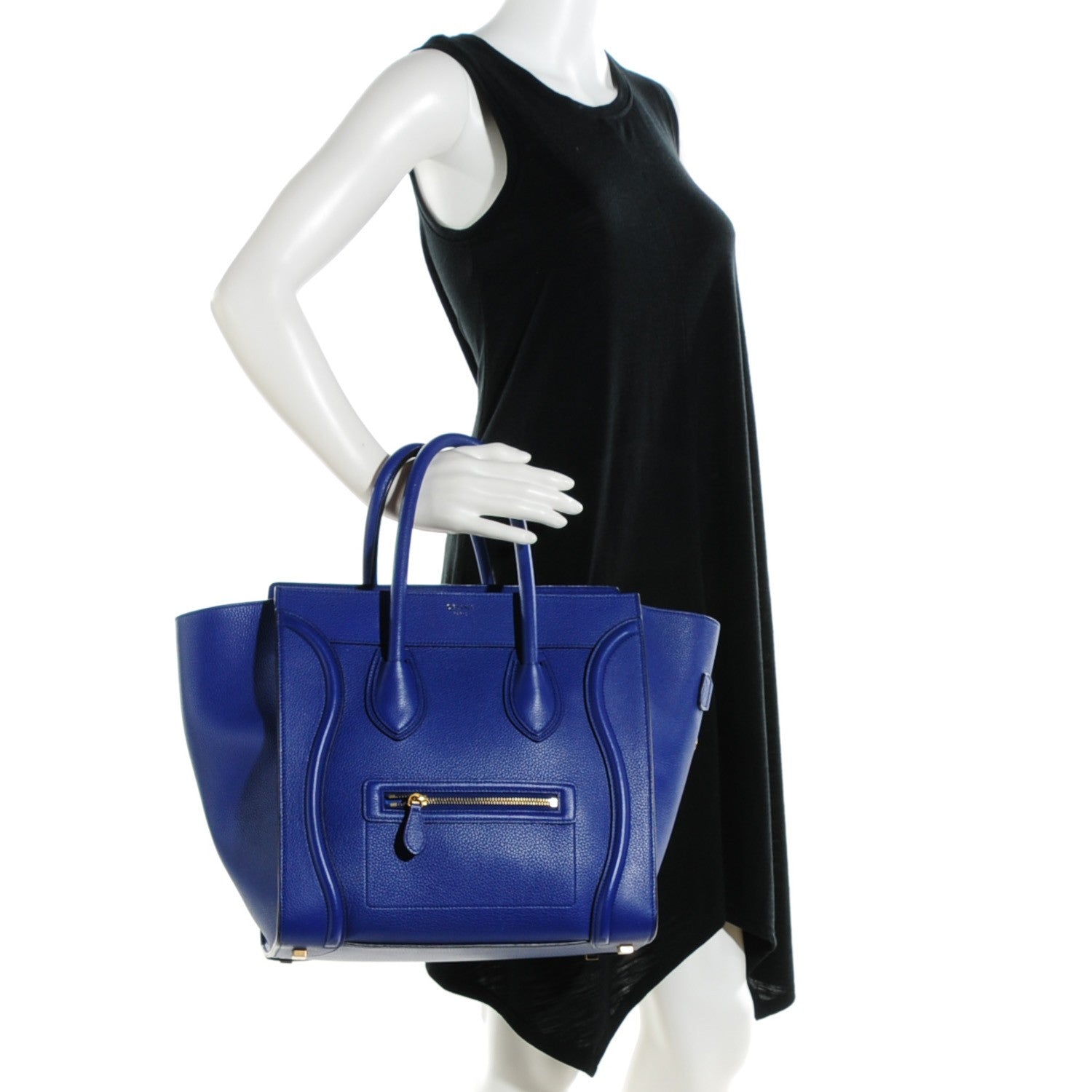 Celine Drummed Calfskin Mini Luggage Indigo 2 of 11
