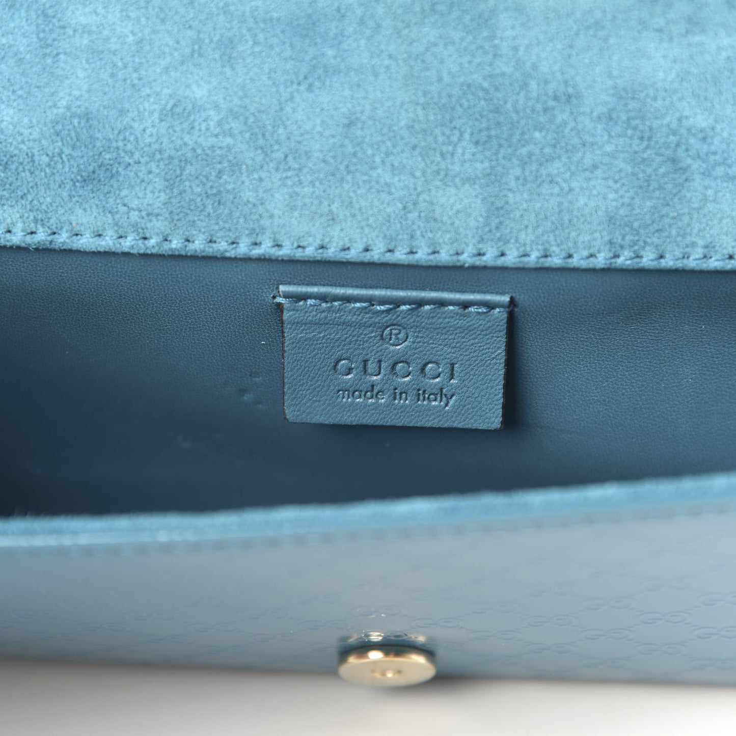 Patent Microguccissima Small Broadway Clutch Deep Cobalt